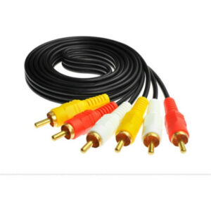 3RCA Male to 3RCA Male Audio Video Cable 1.3m – Compatible for TV, LCD, LED, DTH, DVD, VCR