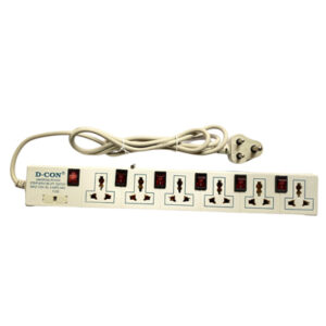 Power Strip 6×6 with 6 Plugs and 6 Switches, 6 Amp and 250 Volts, with Surge Protector, 1.3m,