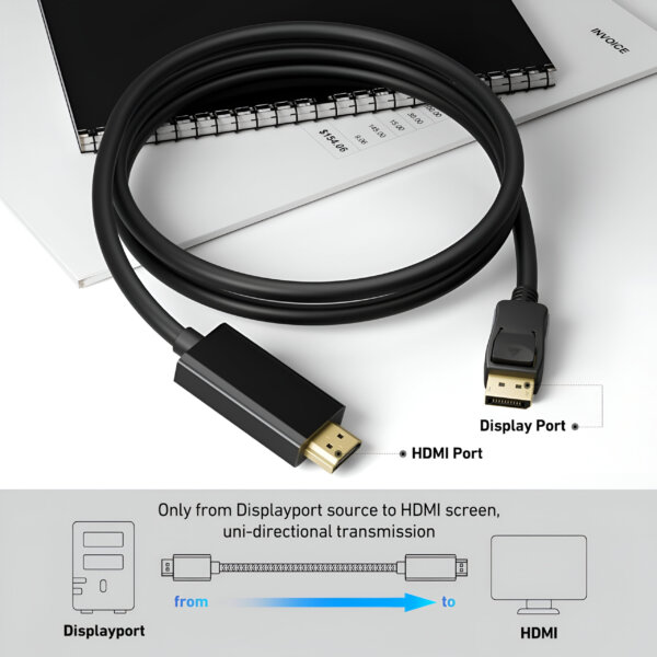 Upix 4K Display Port to HDMI Cable for Projector, Laptop, TV, Monitor, MacBook 1.5 Metres - Image 4