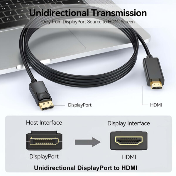 Upix 4K Display Port to HDMI Cable for Projector, Laptop, TV, Monitor, MacBook 1.5 Metres - Image 5