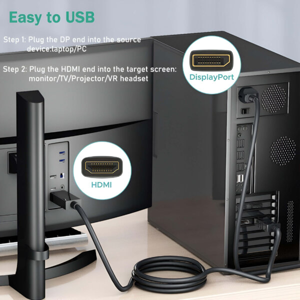 Upix 4K Display Port to HDMI Cable for Projector, Laptop, TV, Monitor, MacBook 1.5 Metres - Image 8