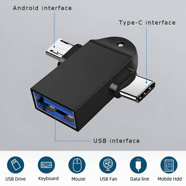 Upix 2 in1 OTG Adapter USB 3.0 to Type-C with Micro-USB Port Converter - Image 5