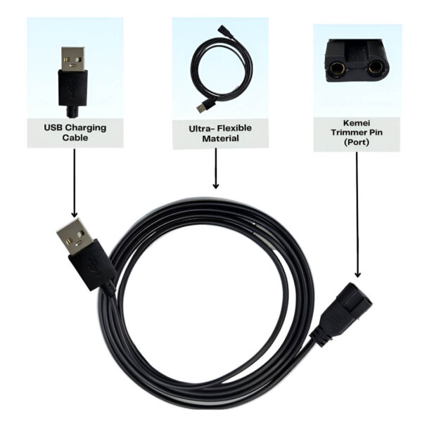Upix USB Trimmer Charging Cable 1 Meter (3.2 Feet) Compatible for Kemei Trimmer - Image 2