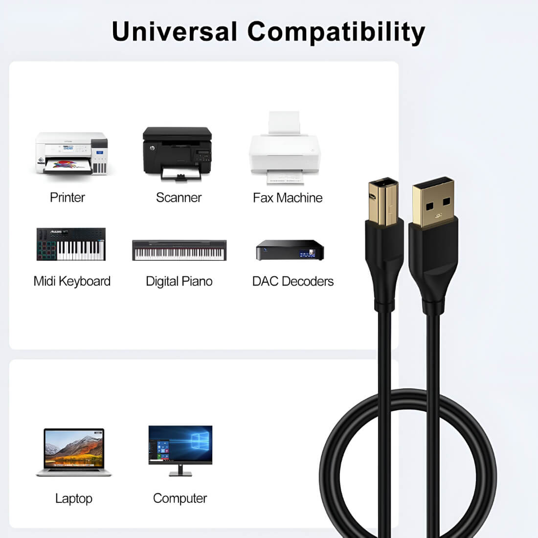 Upix Premium USB Printer Cable 9.1 Metres (32.81 Feet) Compatible with Printer, Scanner, Digital Camera - Image 8