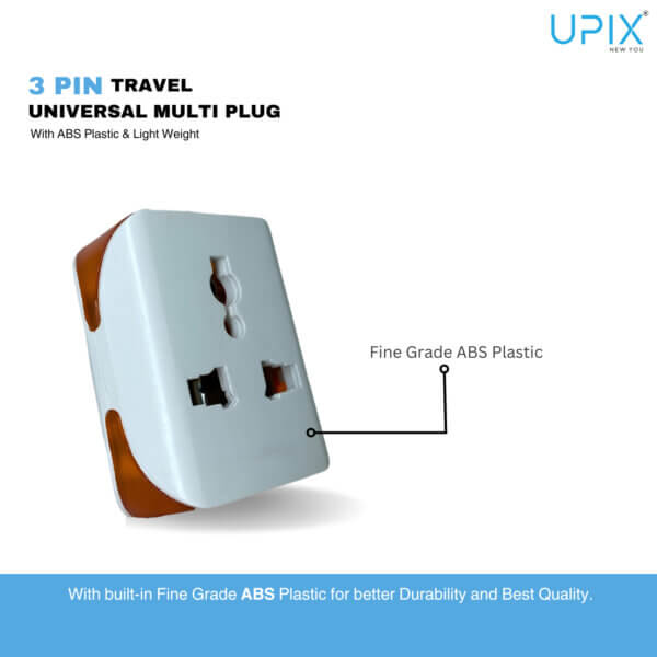 Upix 3 Pin Multi Plug Socket (Type D) Universal Travel Adapter - Image 3