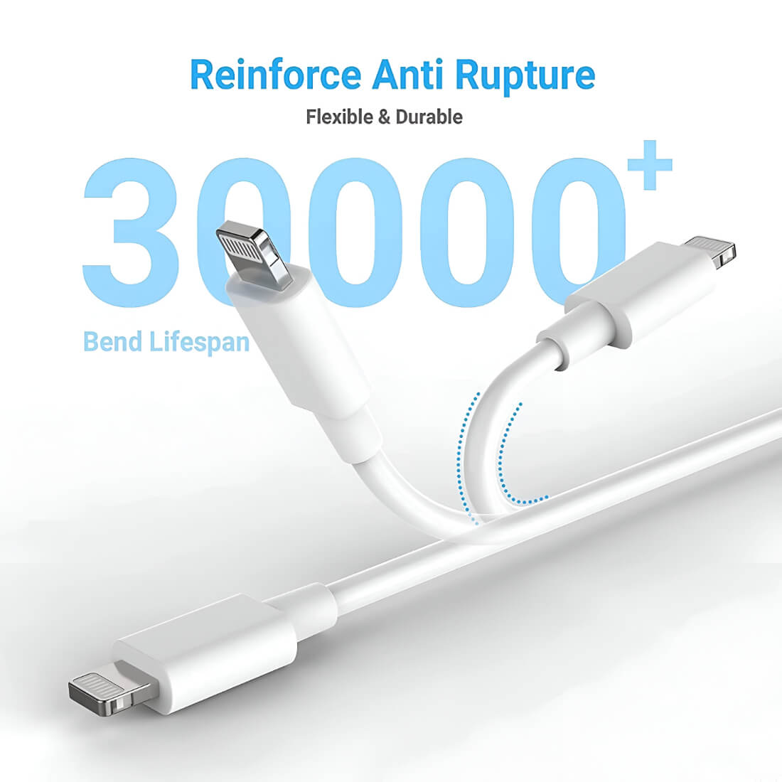 Upix Lightning to USB Cable Data Sync Fast Charging Cable, Compatible for iPhone 13, 12,11, X, 8, 7 (1 Metres) - White - Image 4