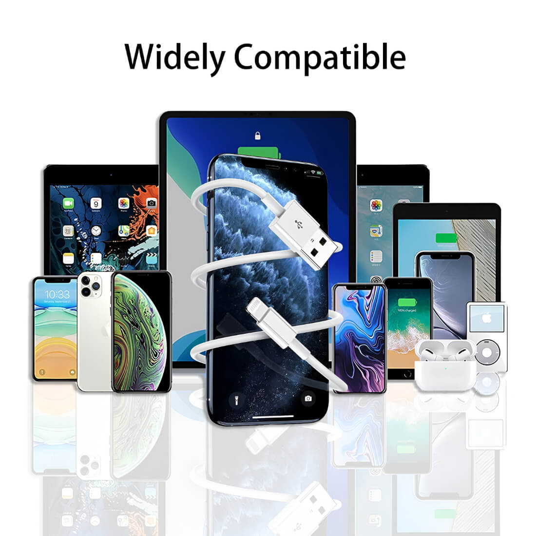 Upix Lightning to USB Cable Data Sync Fast Charging Cable, Compatible for iPhone 13, 12,11, X, 8, 7 (1 Metres) - White - Image 7