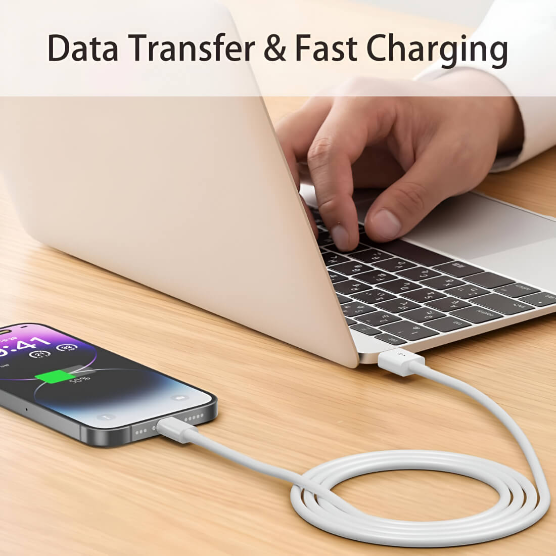 Upix Lightning to USB Cable Data Sync Fast Charging Cable, Compatible for iPhone 13, 12,11, X, 8, 7 (1 Metres) - White - Image 8