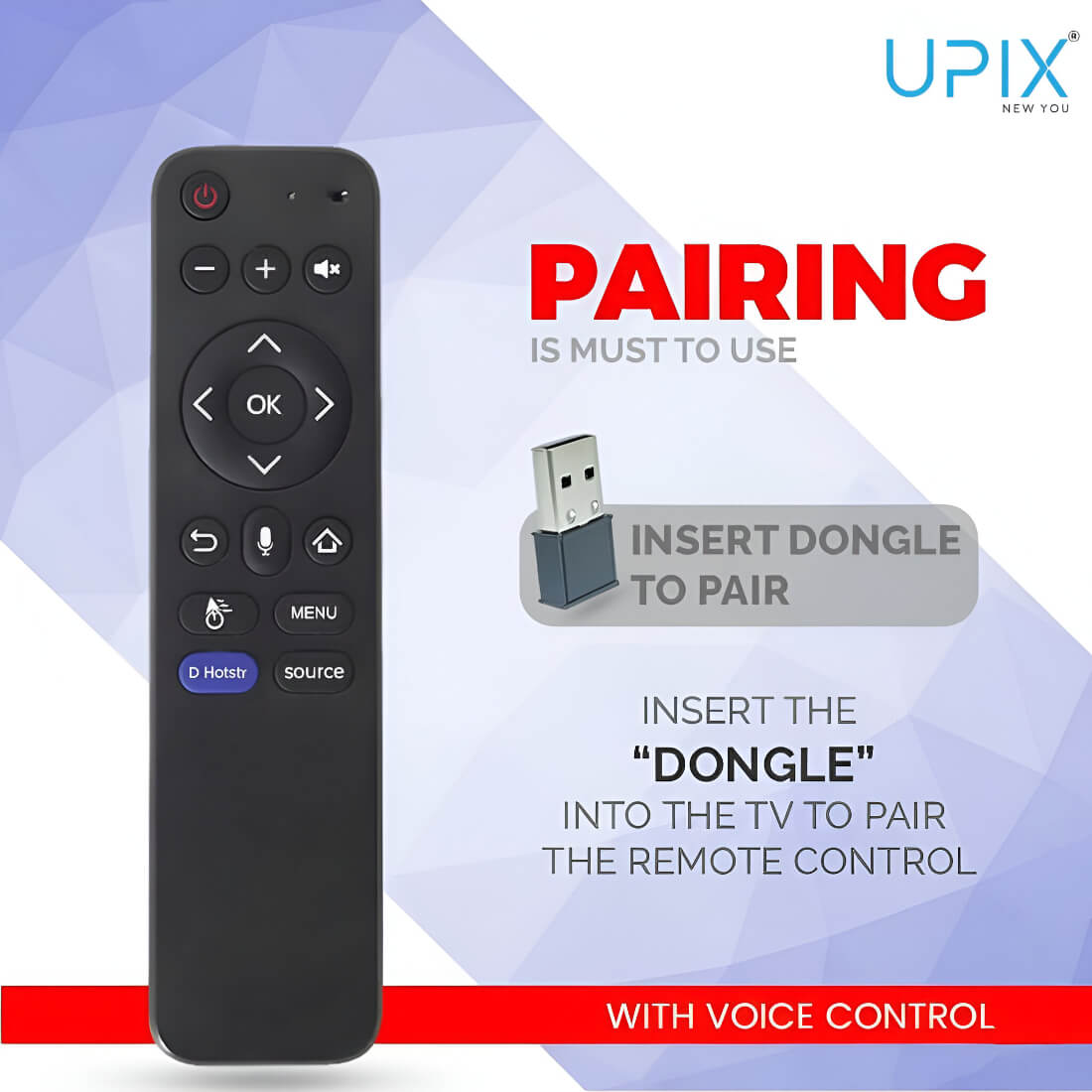 Upix Compatible Elista Smart TV Remote No. 1182 | with Voice | Pairing is Required - Image 2