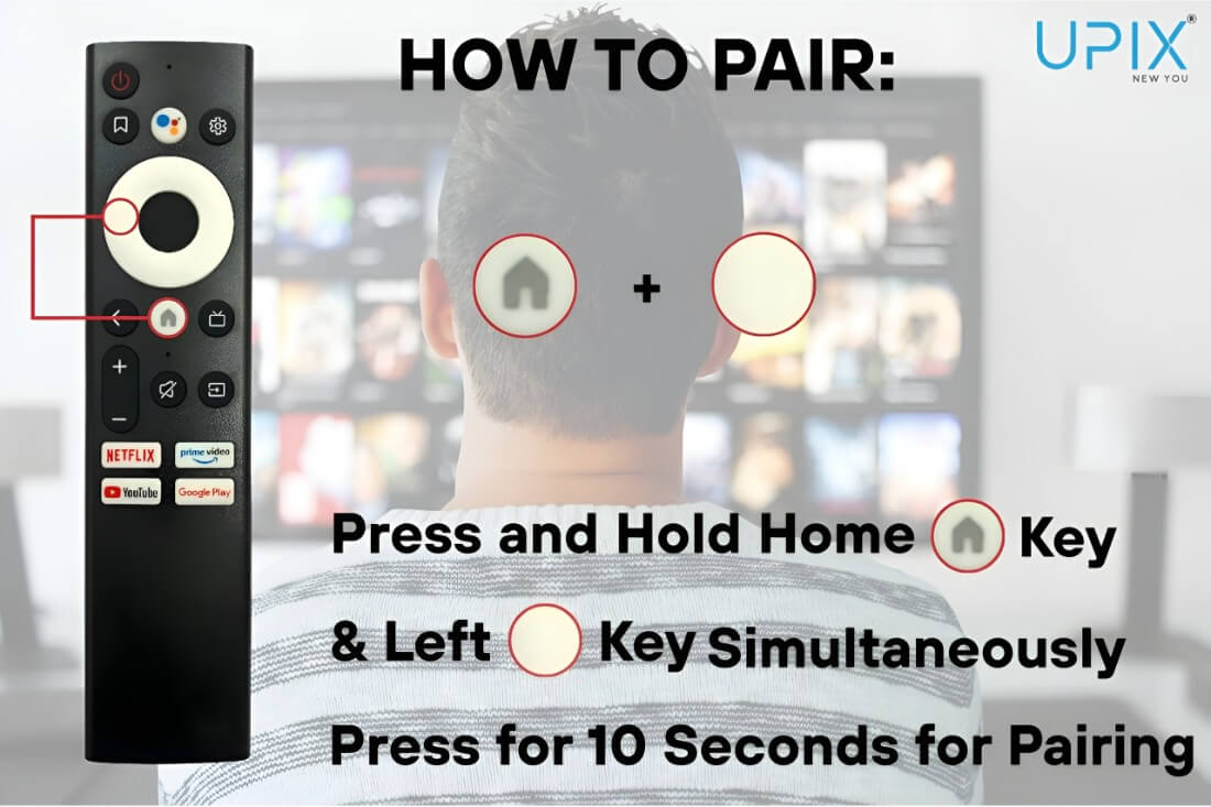 Upix Compatible for Sansui Smart TV Remote No. 1238 | with Voice | Pairing is Required - Image 2