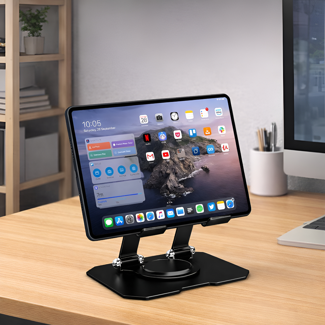 Upix Premium Adjustable Metal Mobile & Tablet Stand with 360? Rotation - Image 4