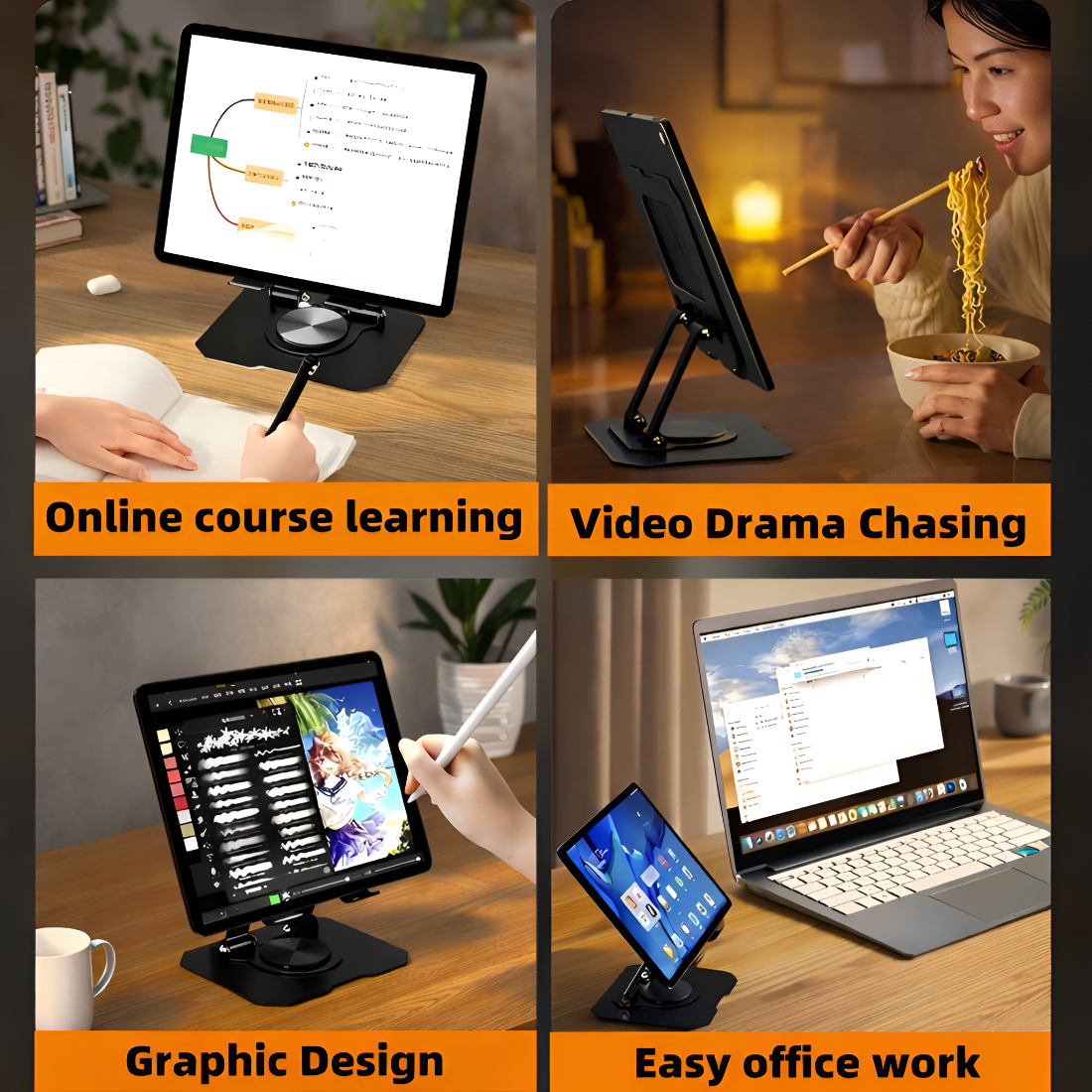 Upix Premium Adjustable Metal Mobile & Tablet Stand with 360? Rotation - Image 6