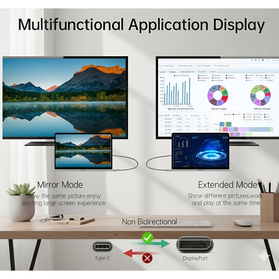 Upix Type C to DisplayPort Cable 1.5 Metres (4.92 Feet) | Thunderbolt Compatible for MacBook, Laptop, iPad, PC, Projector - Image 4