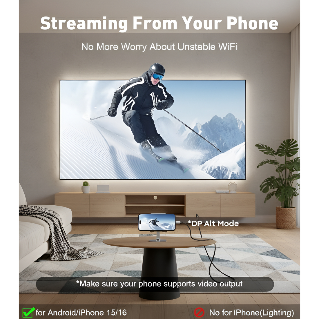 Upix Type C to DisplayPort Cable 1.5 Metres (4.92 Feet) | Thunderbolt Compatible for MacBook, Laptop, iPad, PC, Projector - Image 9