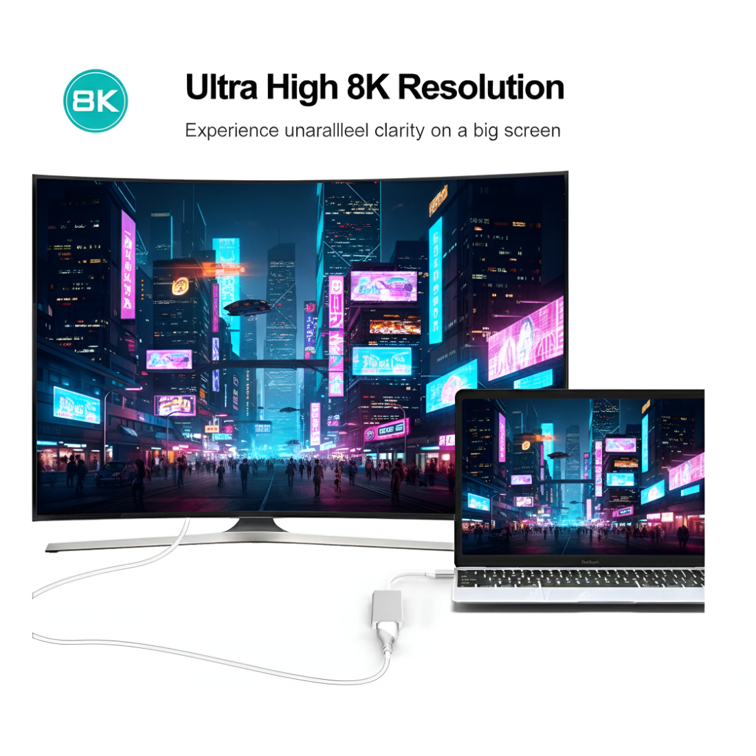 Upix USB Type C Male to Female DisplayPort Cable Adapter 8K/4K UHD | Compatible for MacBook/Chromebook, Smartphones, laptops, Tablets, and HDTVs - Image 2