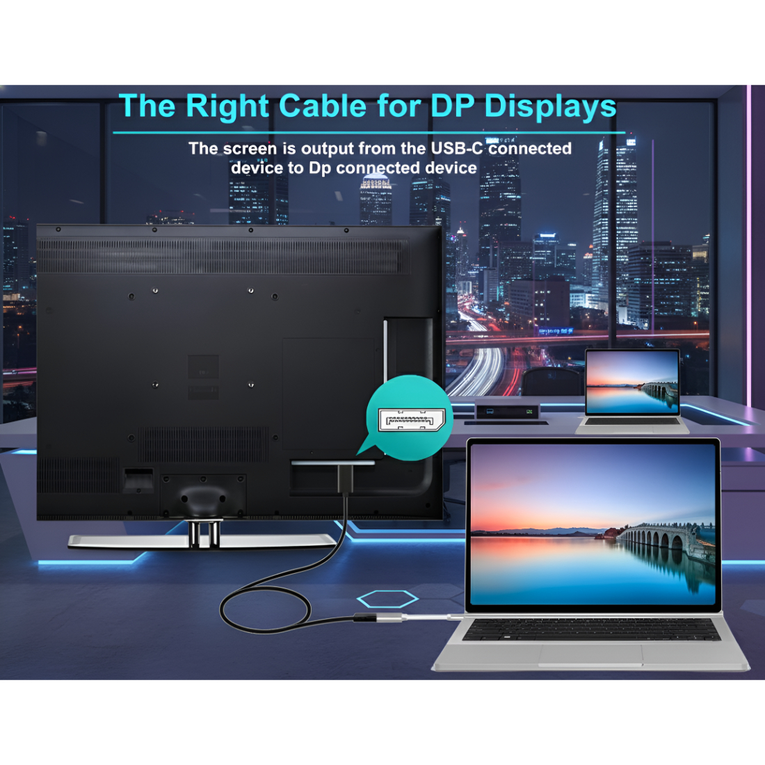 Upix USB Type C Male to Female DisplayPort Cable Adapter 8K/4K UHD | Compatible for MacBook/Chromebook, Smartphones, laptops, Tablets, and HDTVs - Image 3