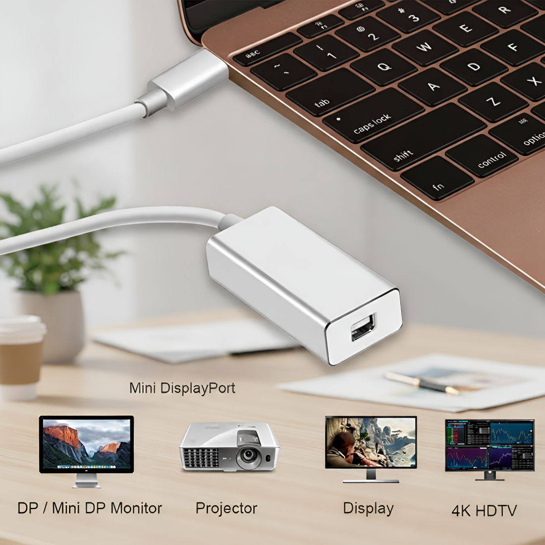 Upix USB Type C Male to Female Mini DisplayPort Cable Adapter 8K/4K UHD | Compatible for MacBook/Chromebook, Smartphones, laptops, Tablets, and HDTVs - Image 2